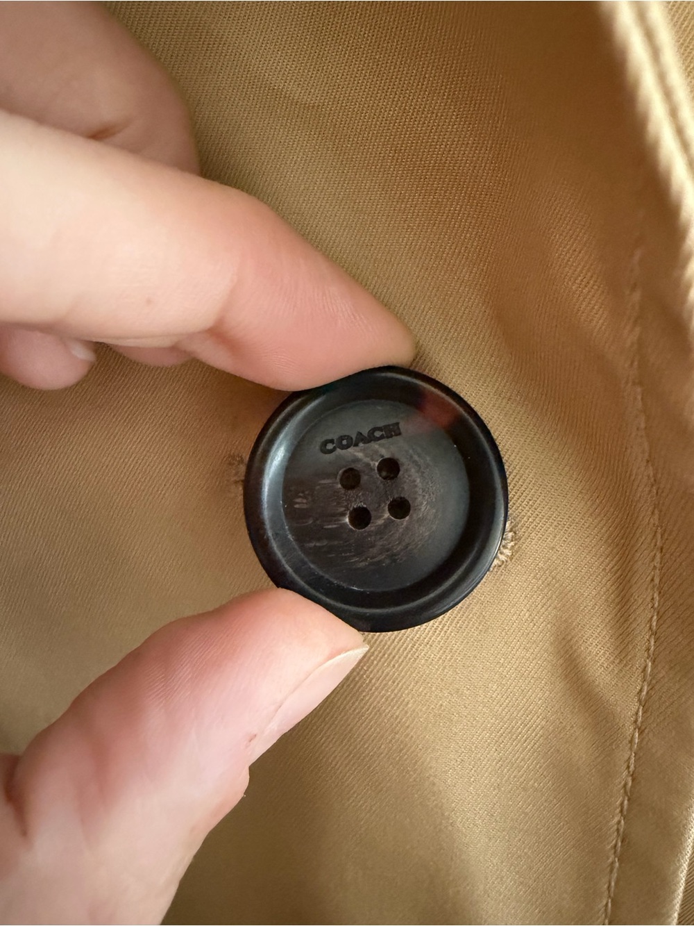 Coach Beige Double-Breasted Belted Trench Coat - Picture 15 of 15